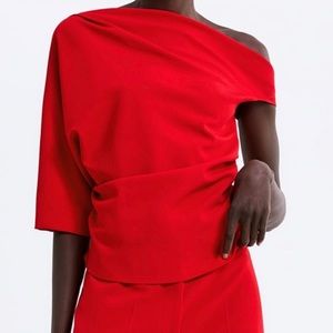 Red Zara asymmetric top